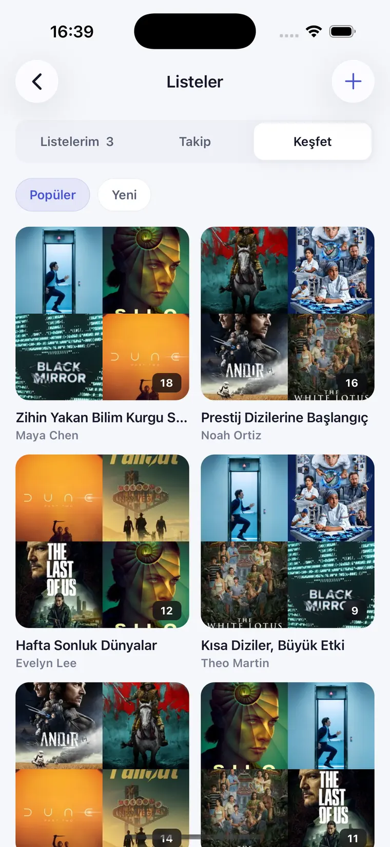 Showpile — Listeler